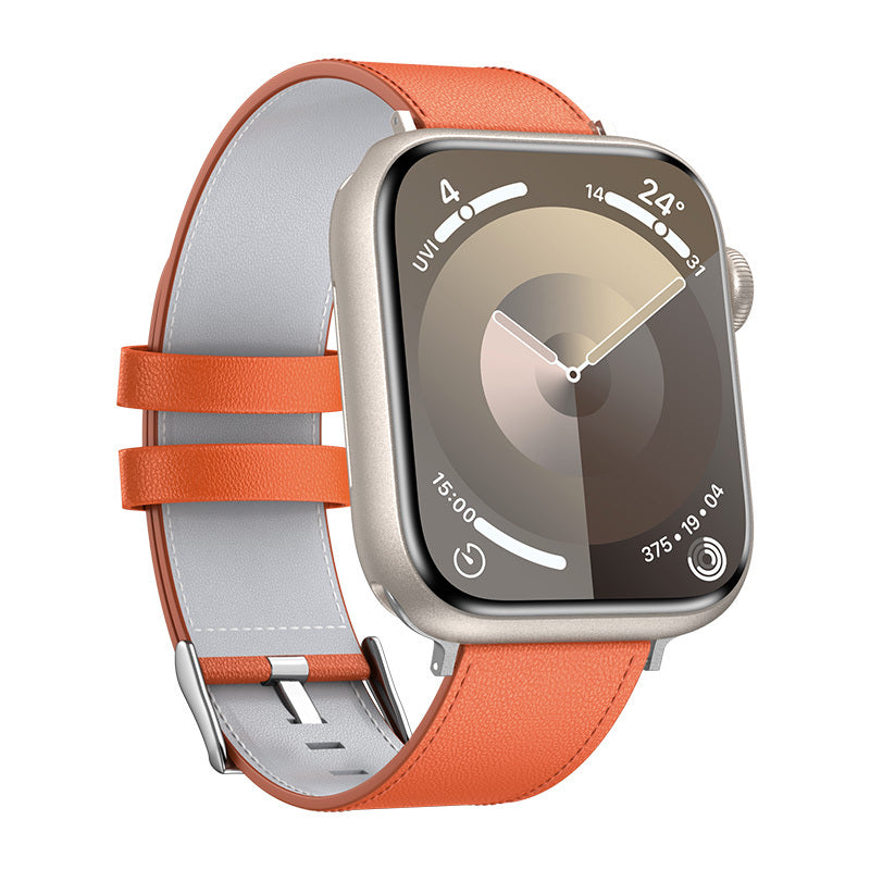 Apple Watch 10 46mm Benks Vintage Genuine Leather Serisi Deri Kordon Strap Kayış Beyaz