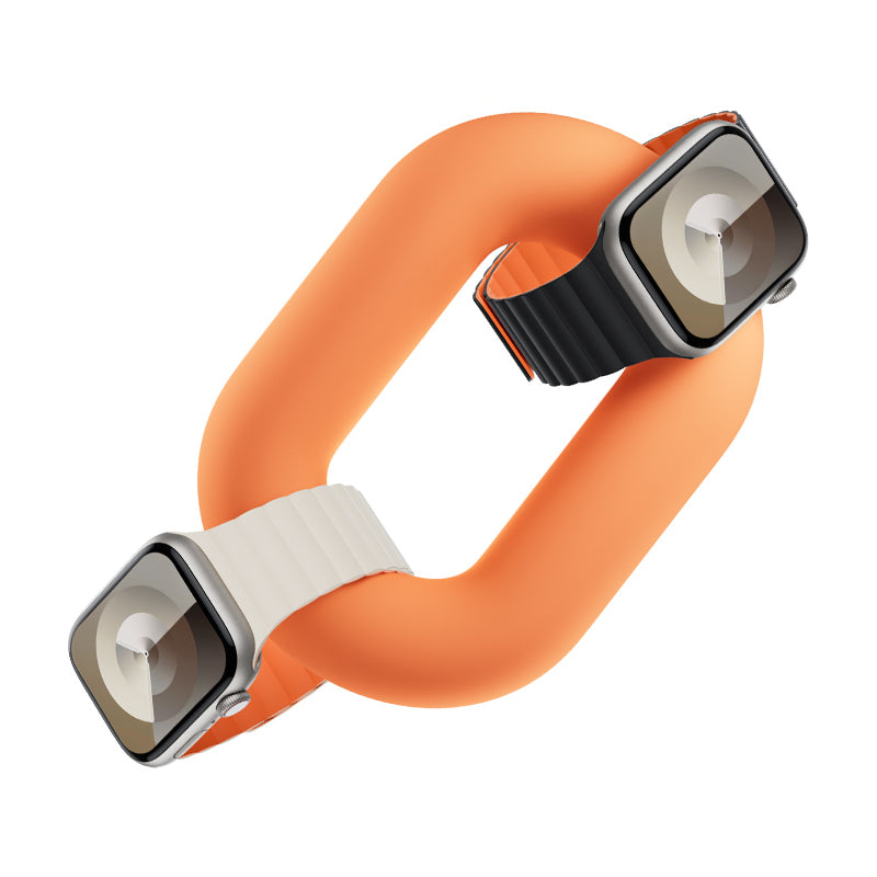 Apple Watch 38mm Benks Magnetik Tak Çıkar Silikon Strap Kayış Starlight-Turuncu