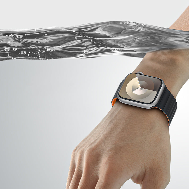 Apple Watch 38mm Benks Magnetik Tak Çıkar Silikon Strap Kayış Siyah-Turuncu