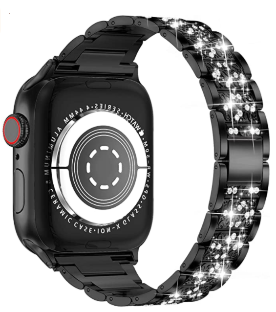 Apple Watch 38mm Wiwu Three Beads Set Auger Metal Kordon Siyah