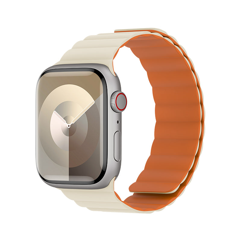 Apple Watch 40mm Benks Magnetik Tak Çıkar Silikon Strap Kayış Siyah-Turuncu