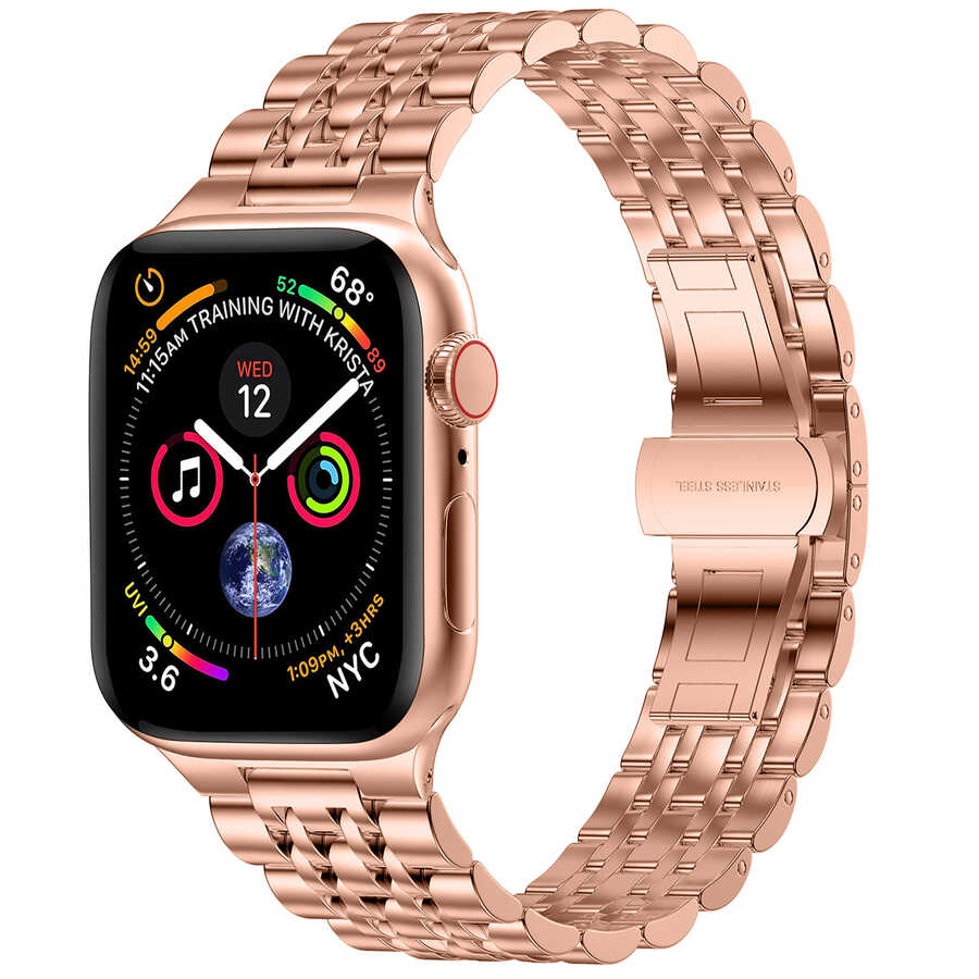 Apple Watch 40mm Wiwu Seven Beads Steel Belt Metal Kordon Gümüş