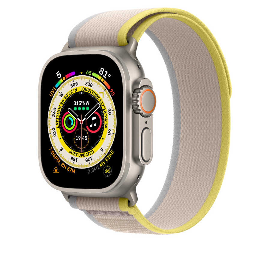 Apple Watch 40mm Wiwu Trail Loop Naylon Örgü İşlemeli Hasır Kordon Strap Kayış Beyaz-Sarı