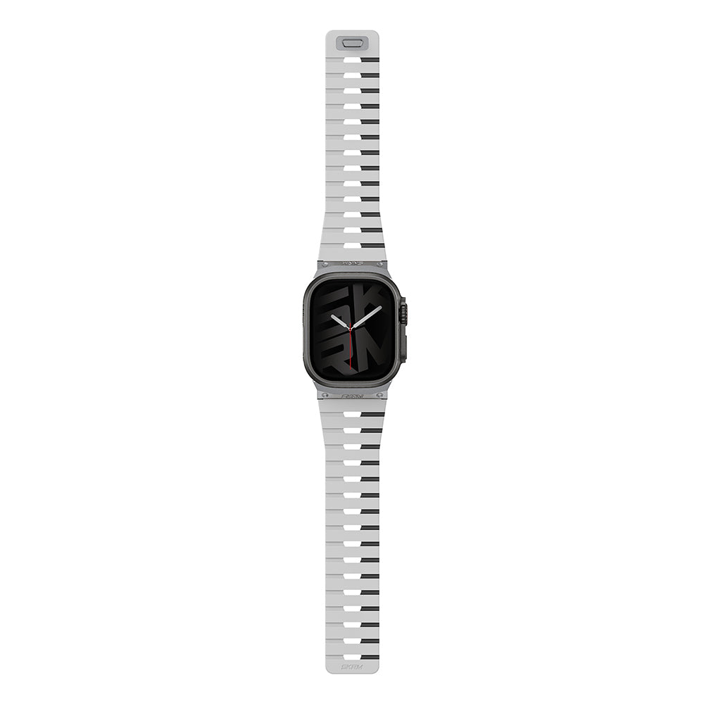 Apple Watch 42mm Skinarma Gemini Serisi TPU Magnetik Silikon Kordon Turuncu-Siyah