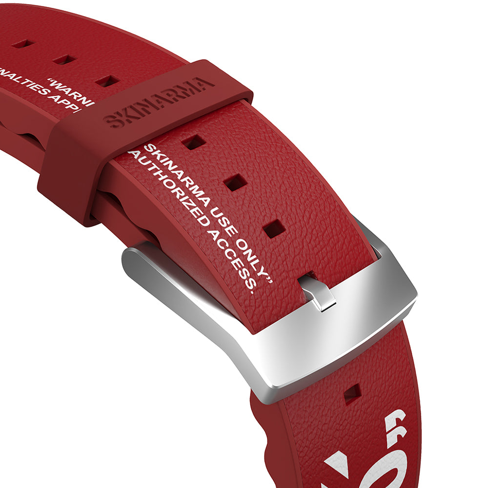 Apple Watch 42mm SkinArma Taihi Sora Yazı Desenli Deri Görünümlü Silikon Kordon Mavi