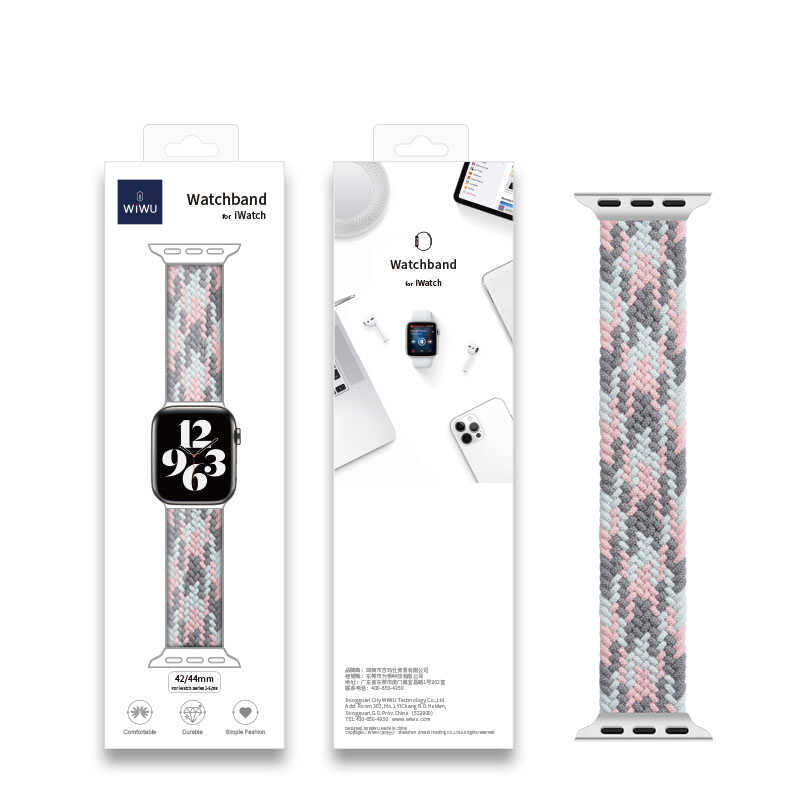 Apple Watch 42mm Wiwu Braided Solo Loop Contrast Color Small Kordon NO5