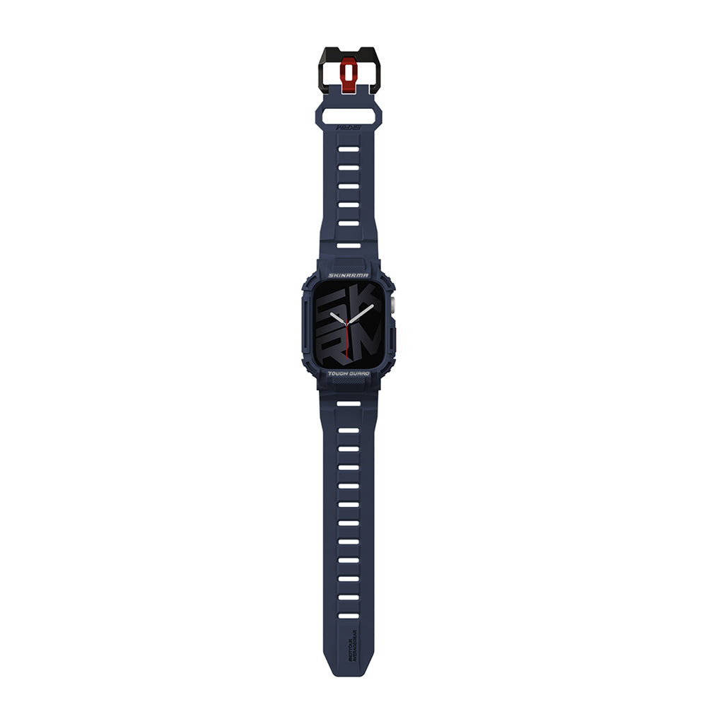 Apple Watch 44 mm Skinarma Mecha 2in1 TPU Kasa Koruyucu + Silikon Kordon Açık Gri