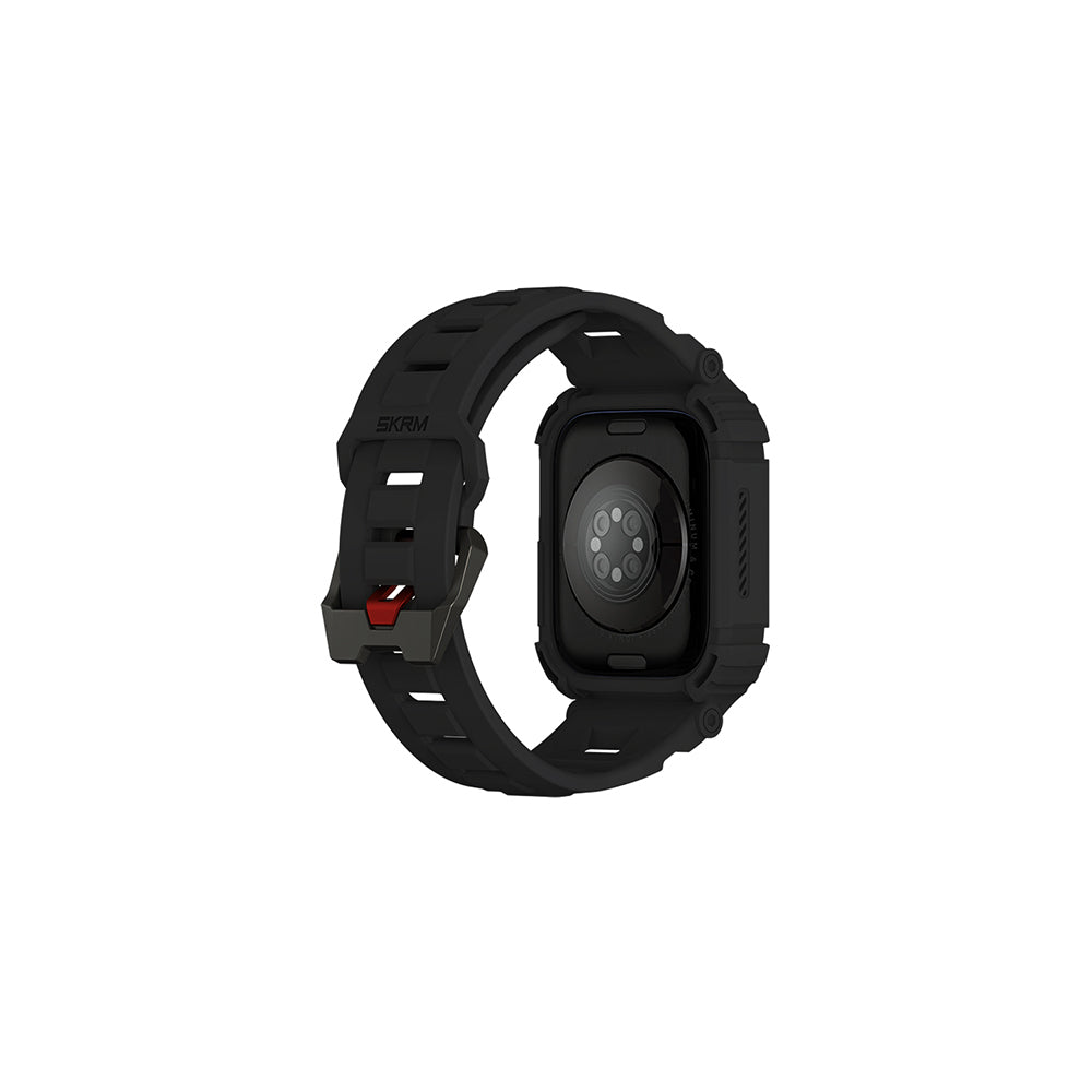 Apple Watch 44 mm Skinarma Mecha 2in1 TPU Kasa Koruyucu + Silikon Kordon Açık Gri