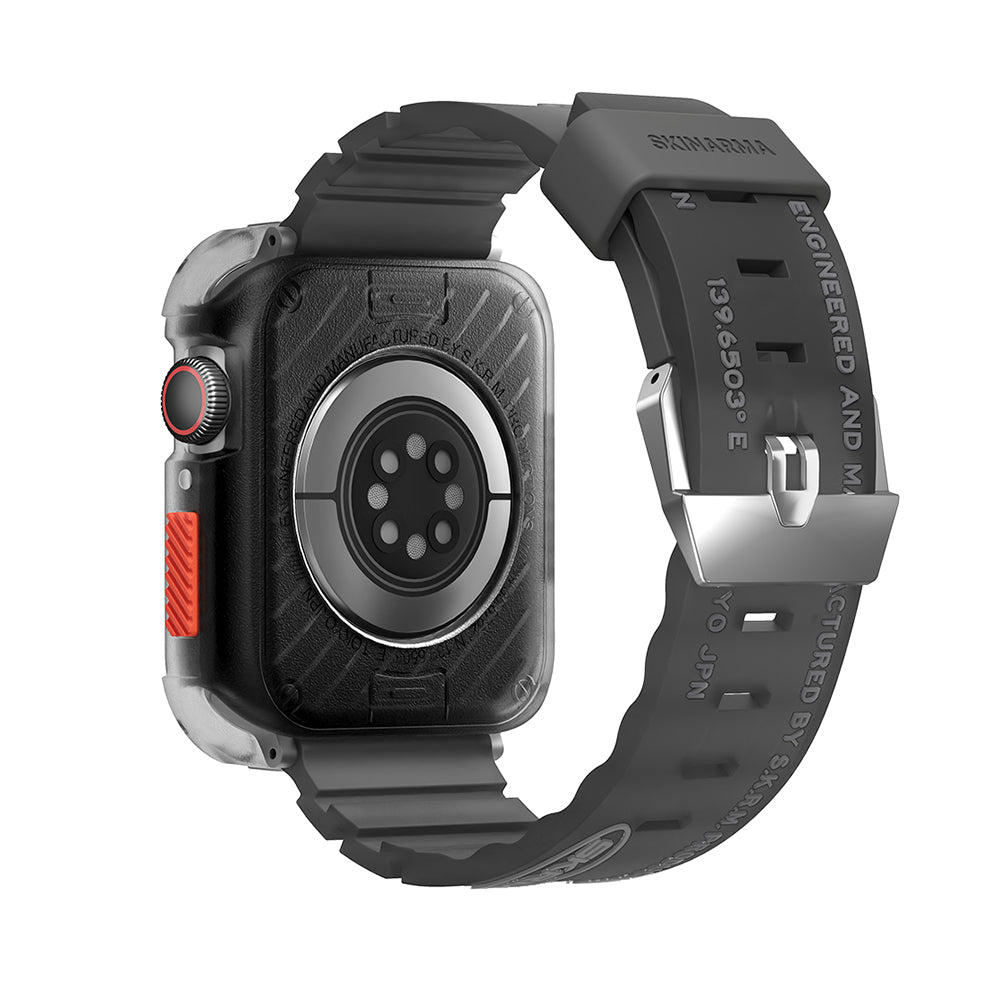 Apple Watch 44mm SkinArma Kurono Sert PC Kasa Koruyucu + Shokku Silikon Kordon Beyaz