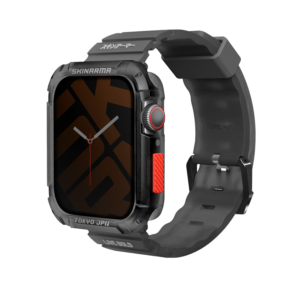 Apple Watch 44mm SkinArma Kurono Sert PC Kasa Koruyucu + Shokku Silikon Kordon Füme