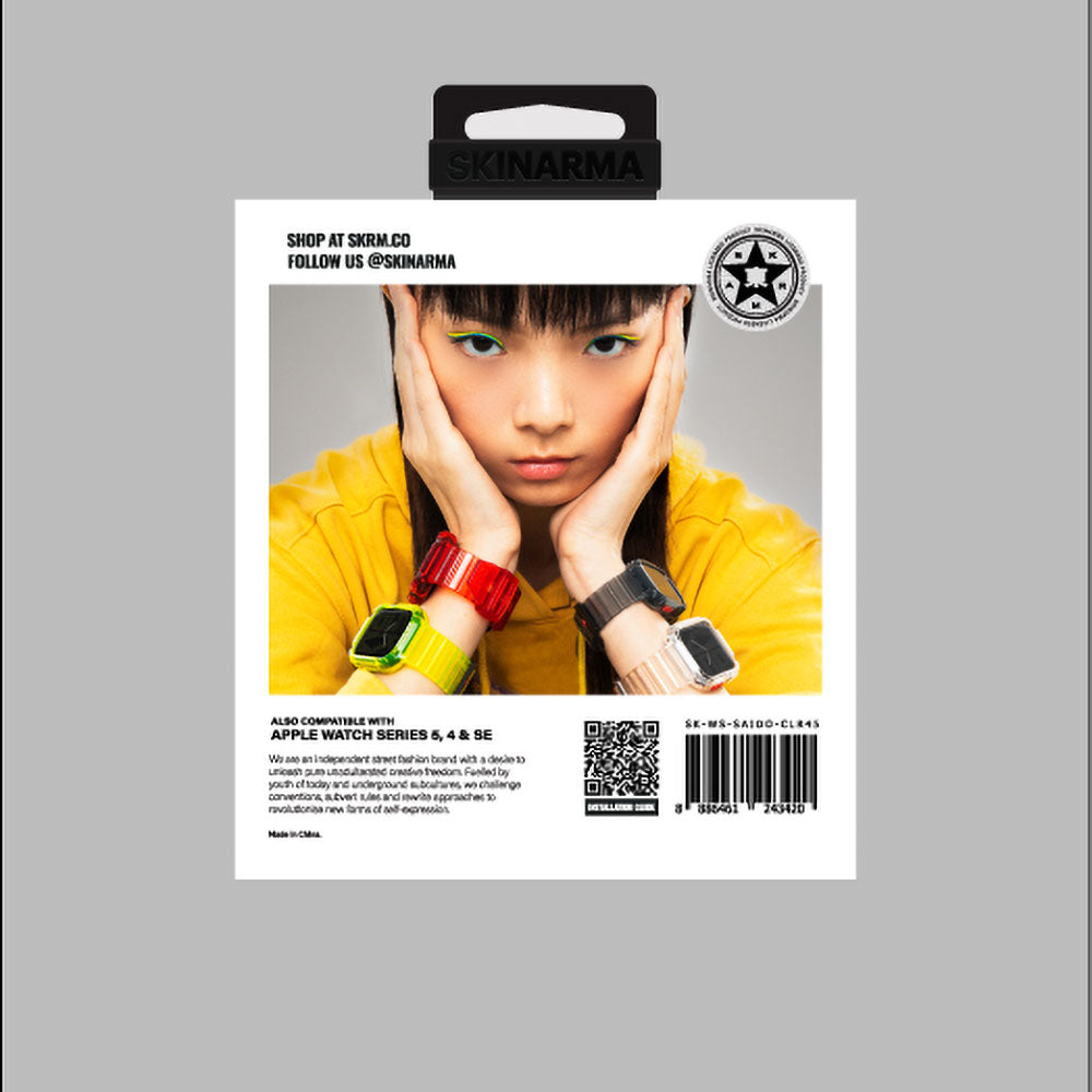 Apple Watch 44mm SkinArma Saido Sert PC Kasa Koruyuculu Silikon Kordon Lacivert