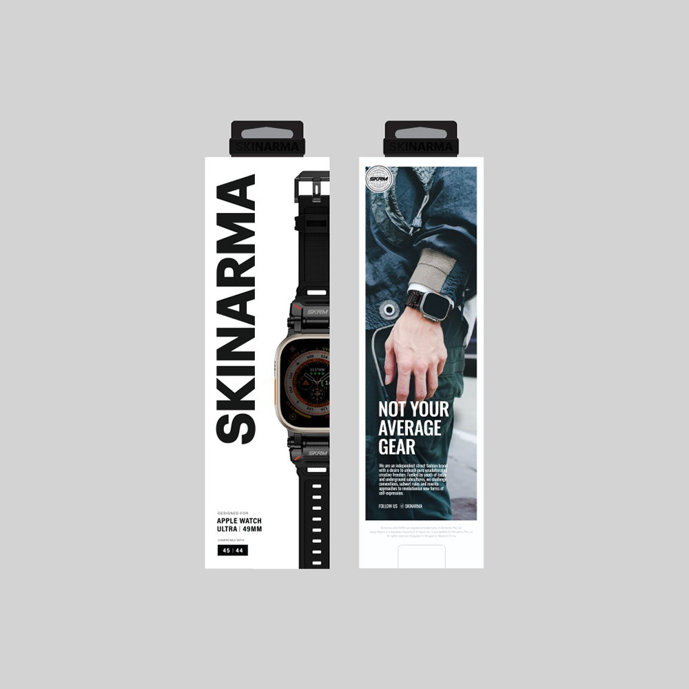 Apple Watch 44mm SkinArma Titon Serisi Hava Alabilen Delikli Silikon Kordon Siyah