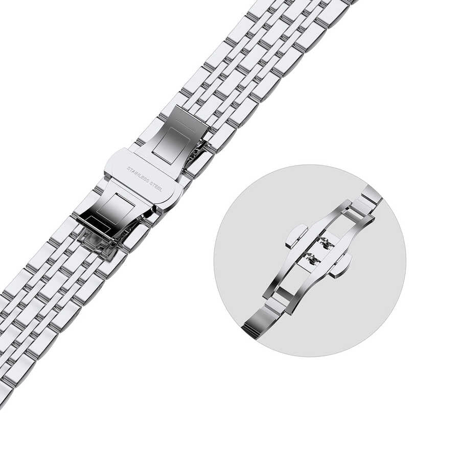 Apple Watch 44mm Wiwu Seven Beads Steel Belt Metal Kordon Siyah
