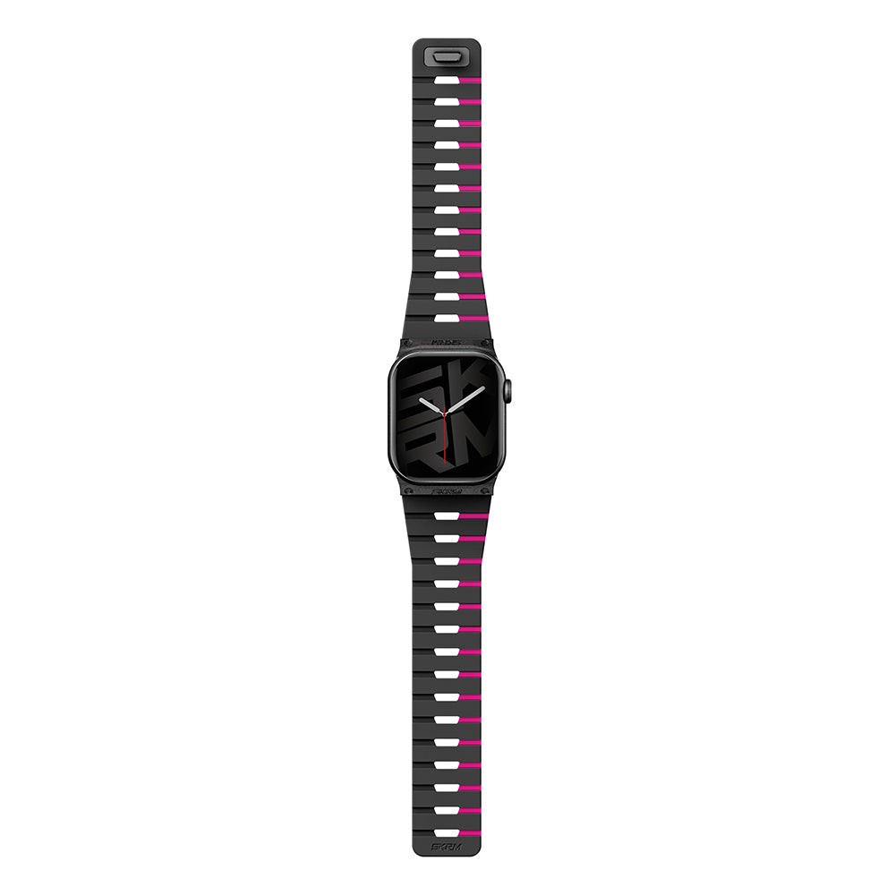 Apple Watch 7 41mm Skinarma Gemini Serisi TPU Magnetik Silikon Kordon Pembe