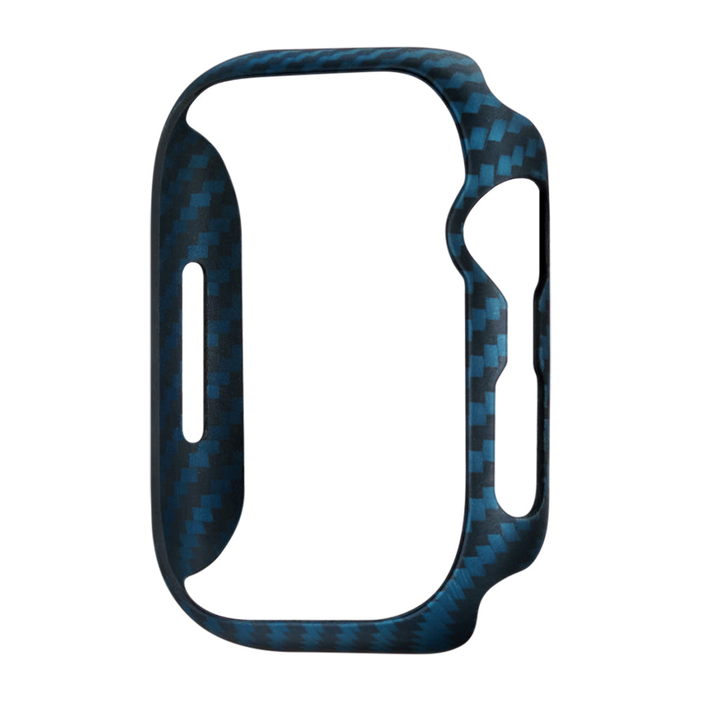 Apple Watch 7 45mm 600D Aramid Fiber Classic Serisi Black-Blue Twill Kasa Koruyucu Pitaka Air Case Siyah-Mavi