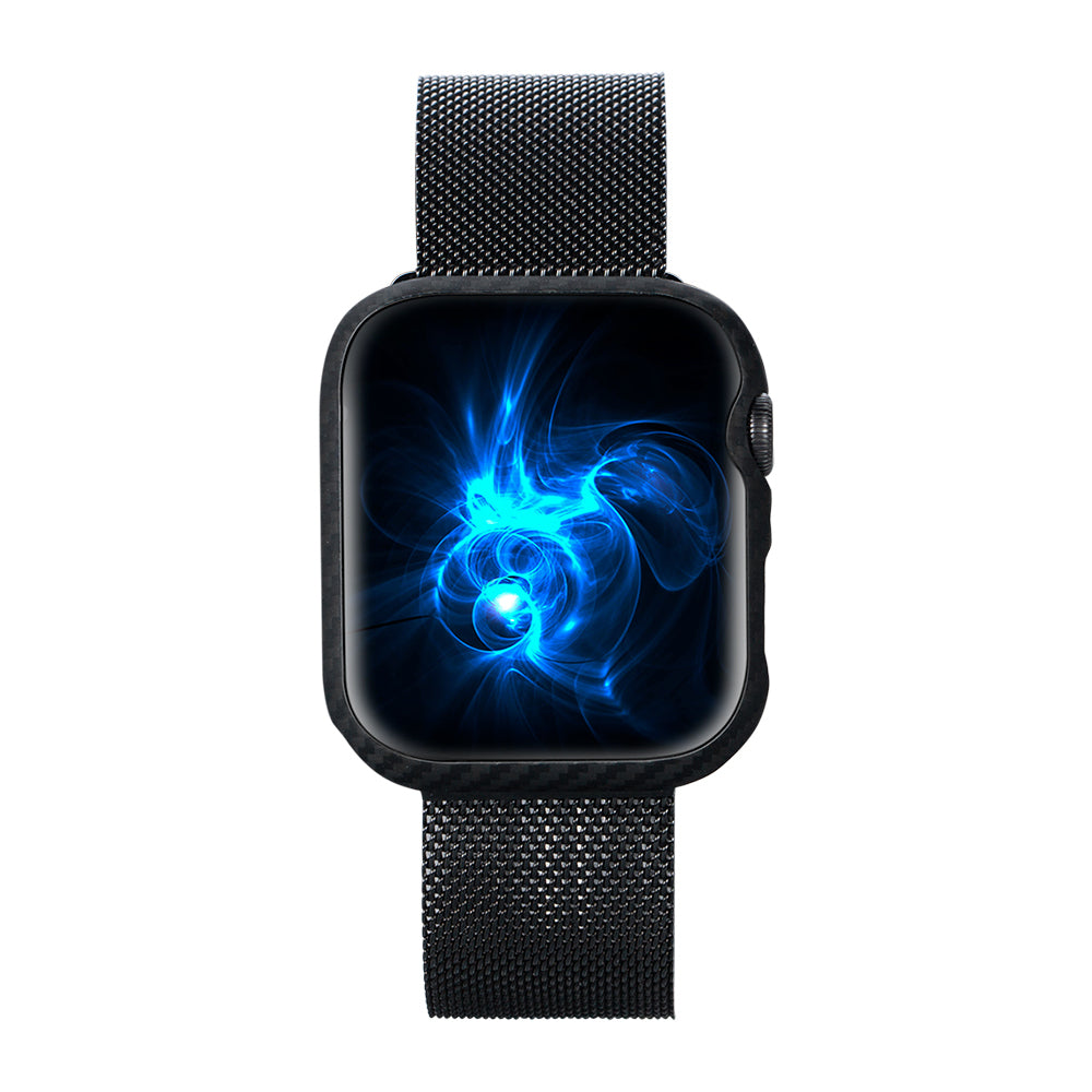 Apple Watch 7 45mm 600D Aramid Fiber Classic Serisi Black-Grey Twill Kasa Koruyucu Pitaka Air Case Siyah-Gri