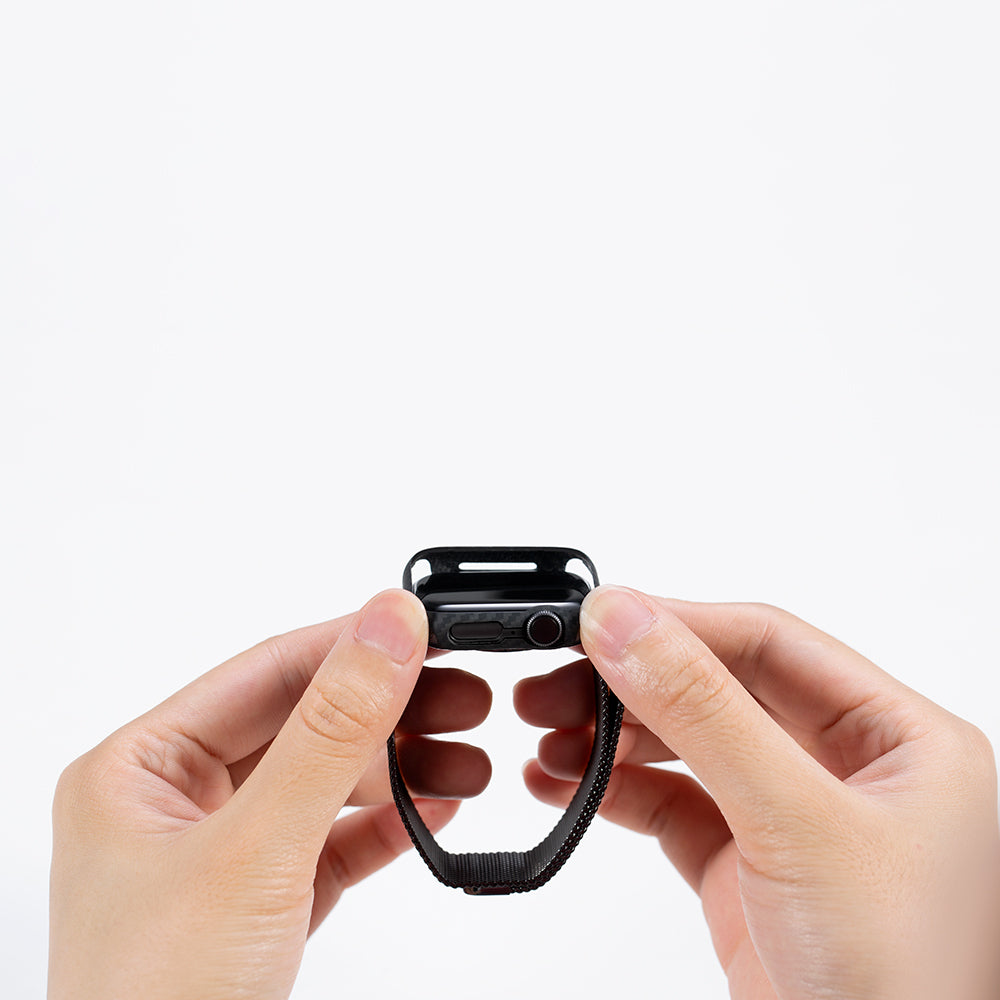 Apple Watch 7 45mm 600D Aramid Fiber Classic Serisi Black-Grey Twill Kasa Koruyucu Pitaka Air Case Siyah-Gri