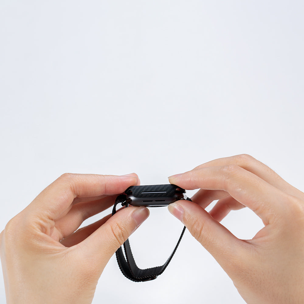 Apple Watch 7 45mm 600D Aramid Fiber Classic Serisi Black-Grey Twill Kasa Koruyucu Pitaka Air Case Siyah-Gri