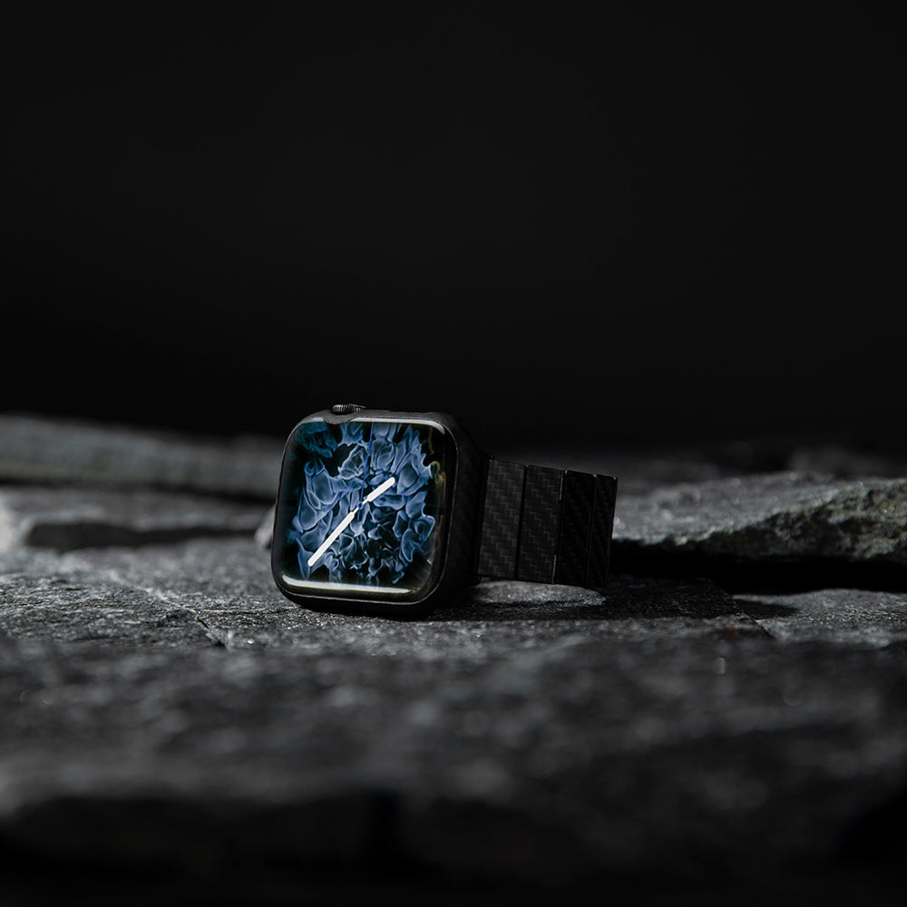 Apple Watch 7 45mm 600D Aramid Fiber Classic Serisi Black-Grey Twill Kasa Koruyucu Pitaka Air Case Siyah-Gri