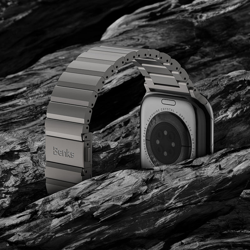 Apple Watch 7 45mm Benks Aero Titan Serisi Titanyum Metal Kordon Titanyum