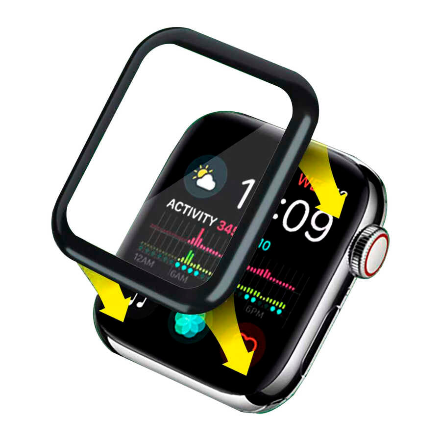 Apple Watch 7 45mm Go Des 2 in 1 Ekran Koruyucu Siyah