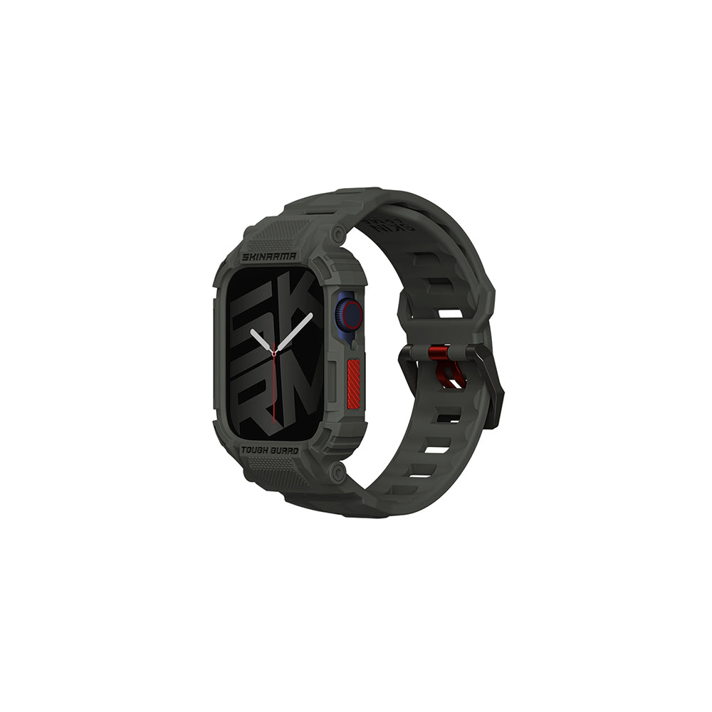 Apple Watch 7 45mm Skinarma Mecha 2in1 TPU Kasa Koruyucu + Silikon Kordon Lacivert