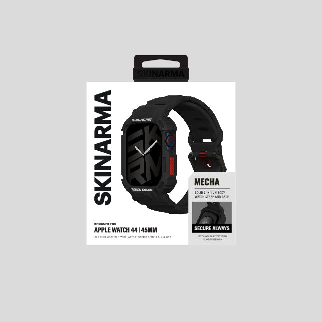 Apple Watch 7 45mm Skinarma Mecha 2in1 TPU Kasa Koruyucu + Silikon Kordon Açık Gri