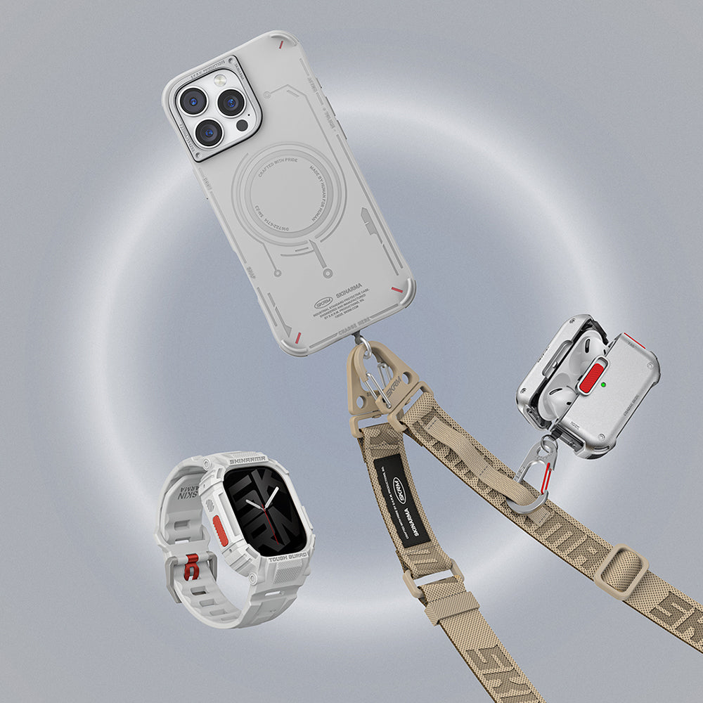 Apple Watch 7 45mm Skinarma Mecha 2in1 TPU Kasa Koruyucu + Silikon Kordon Lacivert