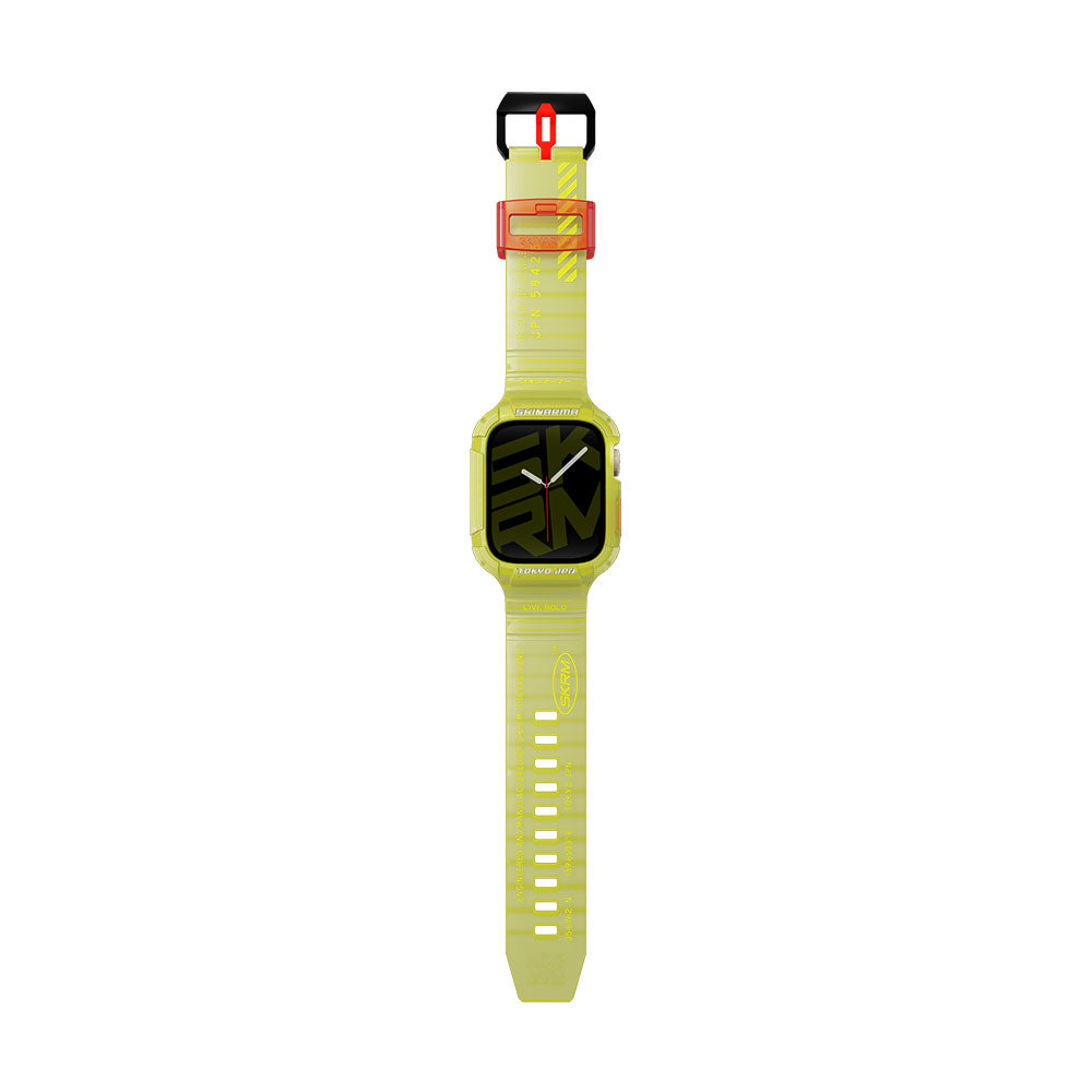 Apple Watch 7 45mm SkinArma Saido Sert PC Kasa Koruyuculu Silikon Kordon Mavi