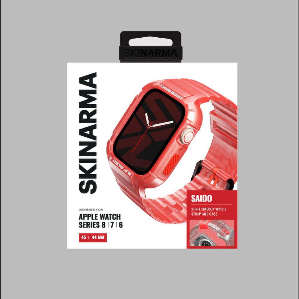 Apple Watch 7 45mm SkinArma Saido Sert PC Kasa Koruyuculu Silikon Kordon Füme