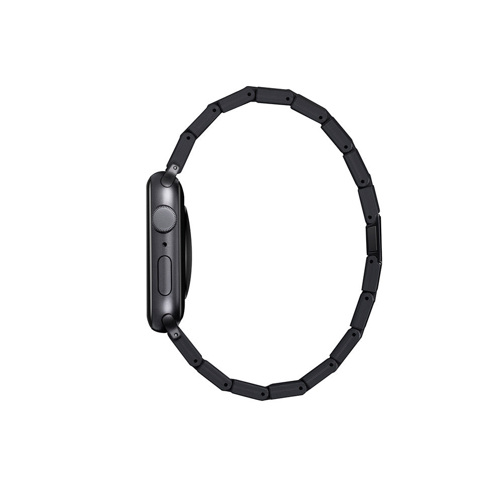 Apple Watch Serisi Uyumlu Karbon Fiber Pitaka Retro Serisi Black-Grey Twill Universal Kordon Siyah-Gri