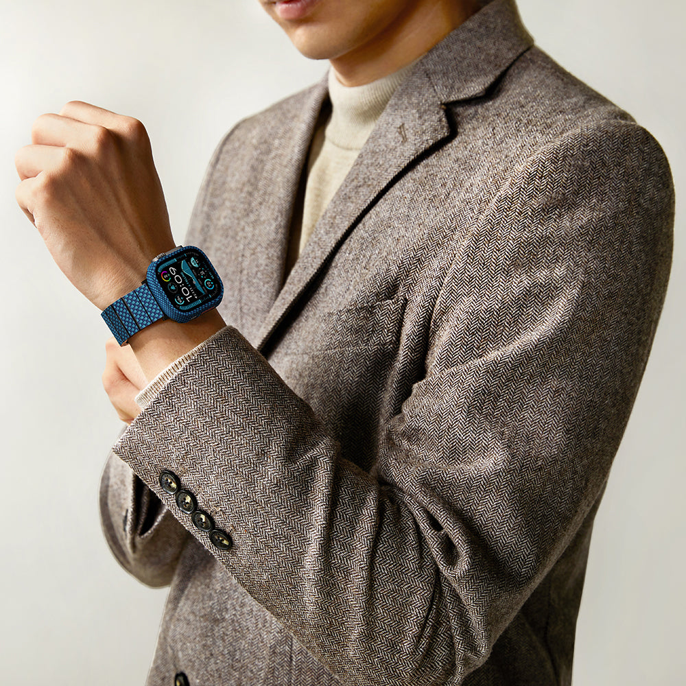 Apple Watch Ultra 49mm 600D Aramid Fiber Classic Serisi Kasa Koruyucu Pitaka Air Case Mavi