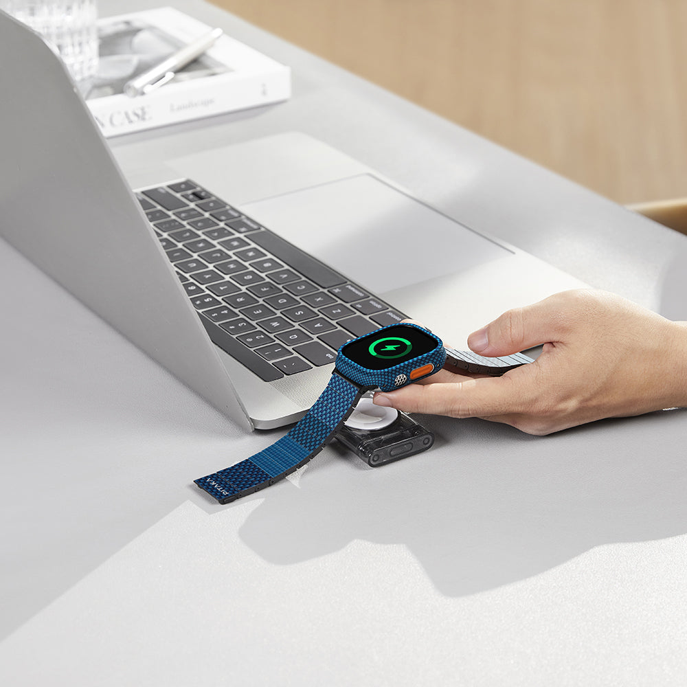 Apple Watch Ultra 49mm 600D Aramid Fiber Classic Serisi Kasa Koruyucu Pitaka Air Case Siyah-Gri