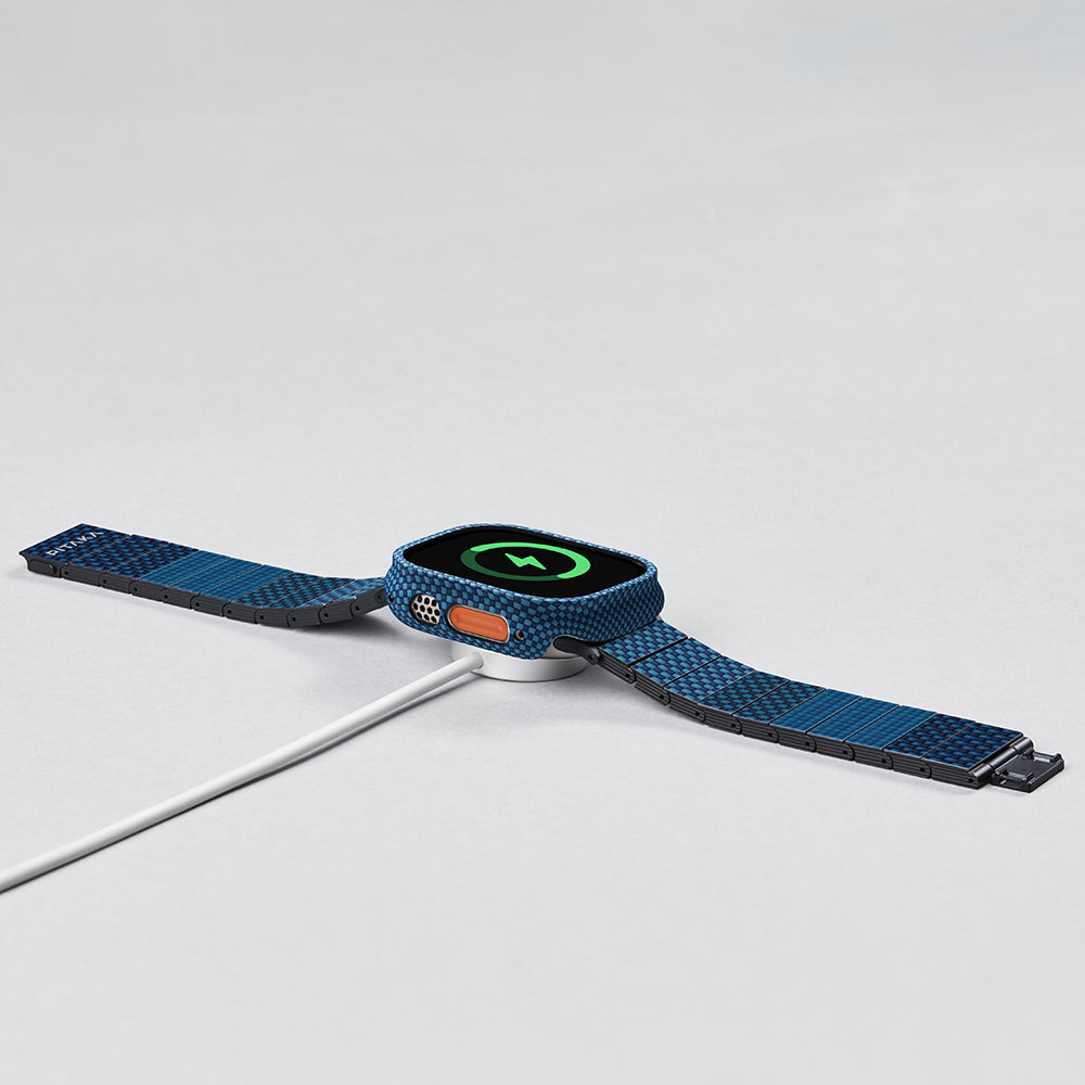 Apple Watch Ultra 49mm 600D Aramid Fiber Classic Serisi Kasa Koruyucu Pitaka Air Case Mavi