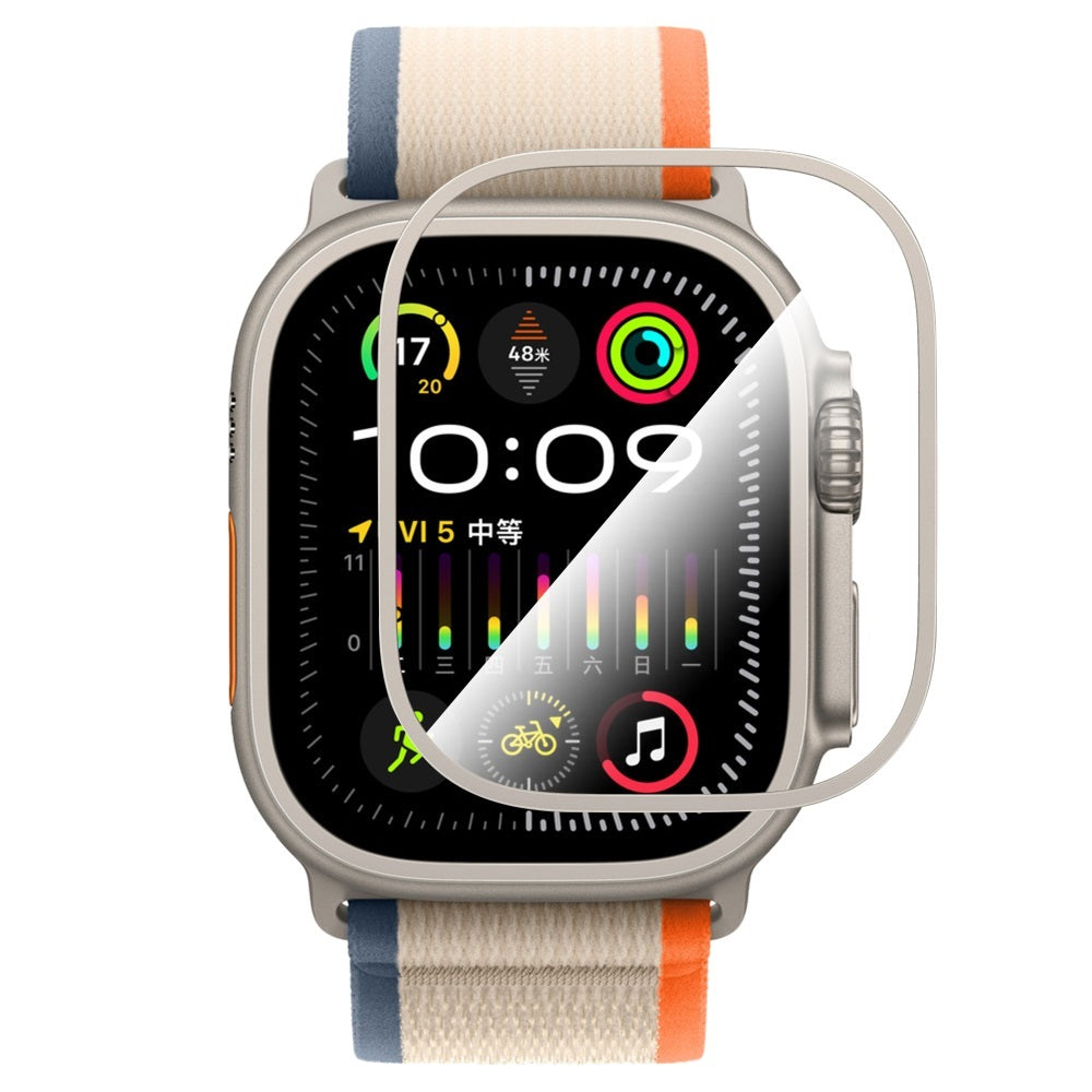 Apple Watch Ultra 49mm CaseWorld Alloy Serisi Safir Akıllı Saat Temperli Cam Ekran Koruyucu Titanyum