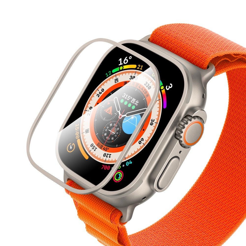 Apple Watch Ultra 49mm CaseWorld Alloy Serisi Safir Akıllı Saat Temperli Cam Ekran Koruyucu Titanyum