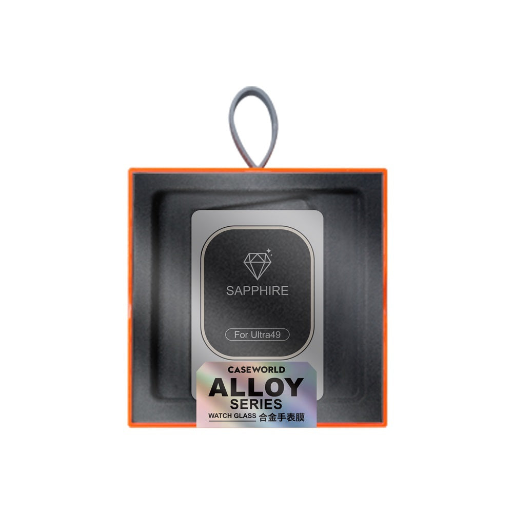 Apple Watch Ultra 49mm CaseWorld Alloy Serisi Safir Akıllı Saat Temperli Cam Ekran Koruyucu Titanyum