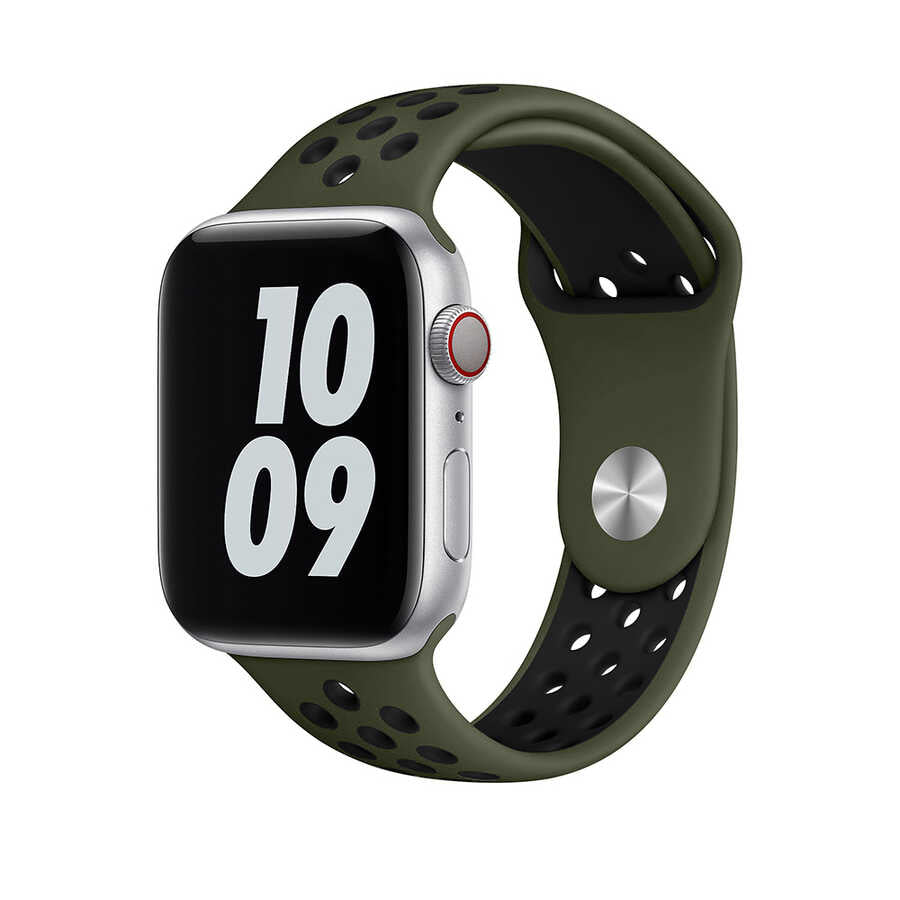 Apple Watch Ultra 49mm Kordon Wiwu Dual Color Sport Band Silikon Strap Kayış Mavi-Siyah