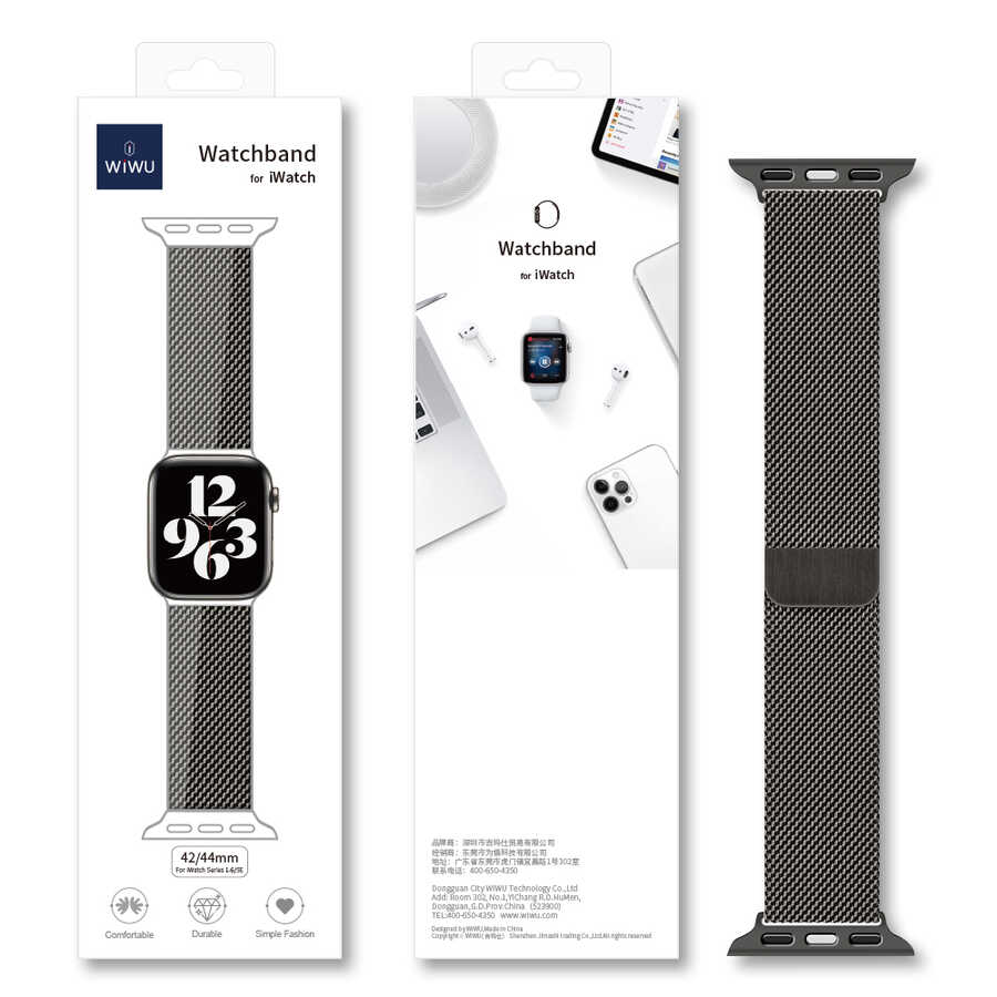 Apple Watch Ultra 49mm Kordon Wiwu Minalo Metal Strap Kayış Siyah