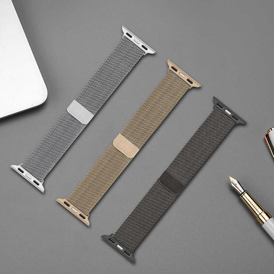 Apple Watch Ultra 49mm Kordon Wiwu Minalo Metal Strap Kayış Gold