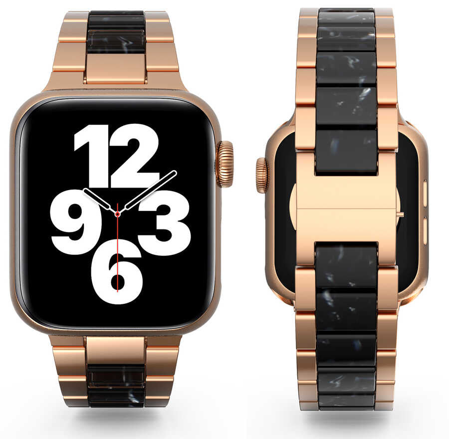 Apple Watch Ultra 49mm Kordon Wiwu Resin Steel Belt Metal Strap Kayış Gold