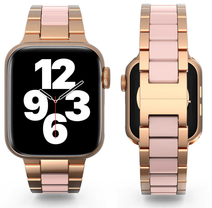 Apple Watch Ultra 49mm Kordon Wiwu Resin Steel Belt Metal Strap Kayış Beyaz