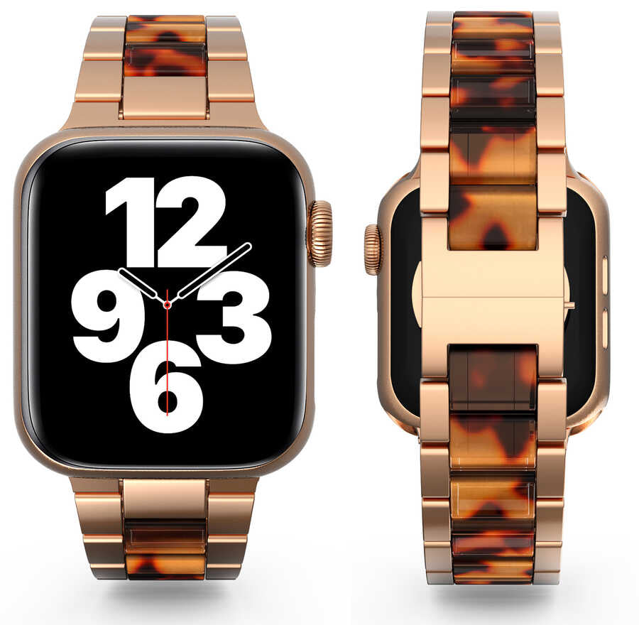 Apple Watch Ultra 49mm Kordon Wiwu Resin Steel Belt Metal Strap Kayış Gold