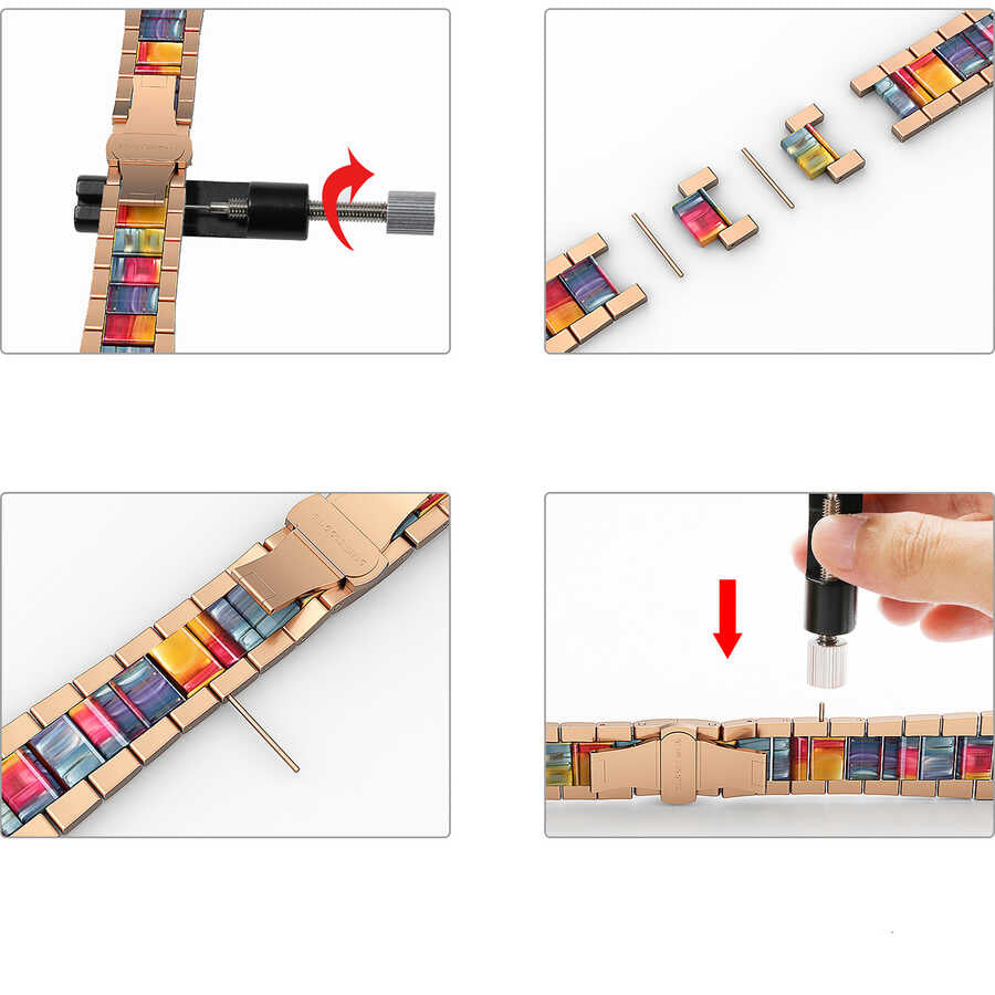 Apple Watch Ultra 49mm Kordon Wiwu Resin Steel Belt Metal Strap Kayış Beyaz