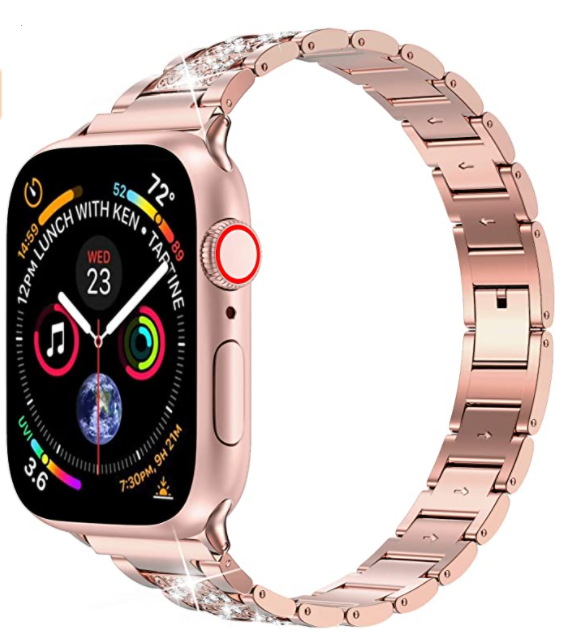 Apple Watch Ultra 49mm Kordon Wiwu Three Beads Set Auger Metal Strap Kayış Rose Gold