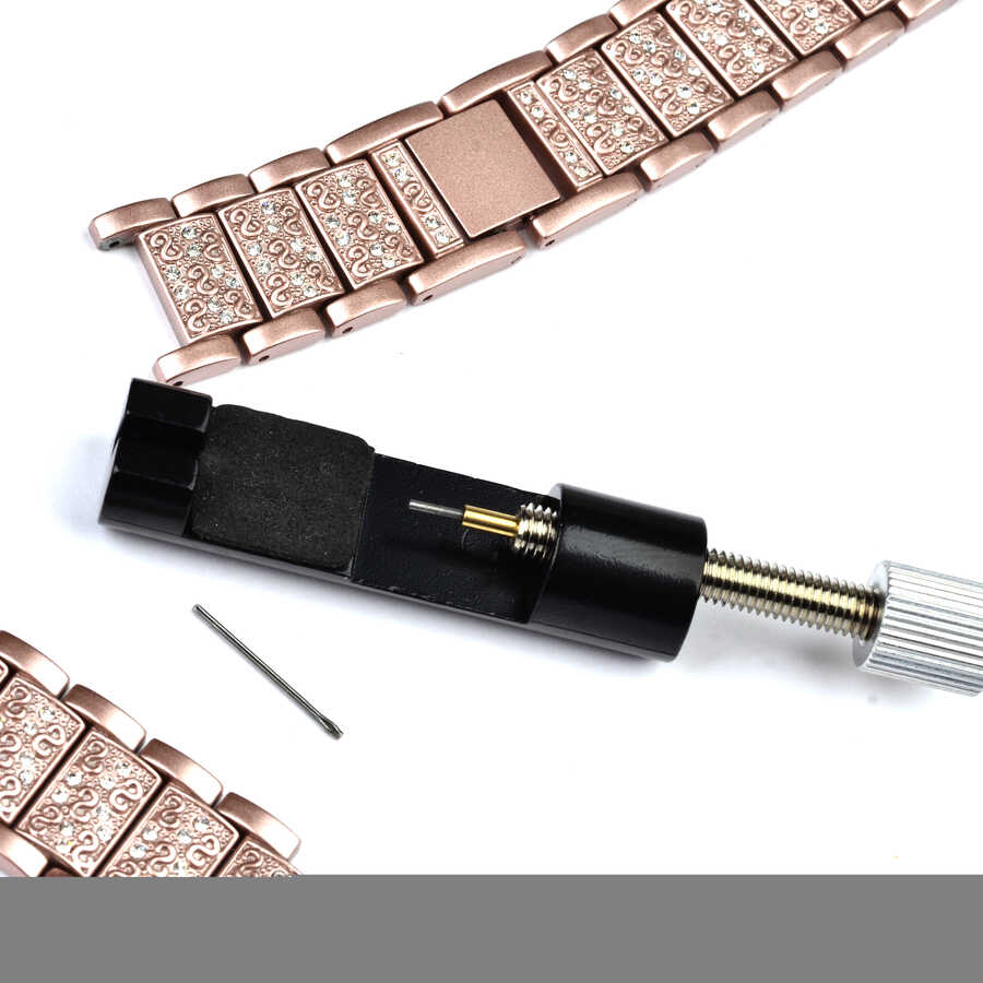 Apple Watch Ultra 49mm Kordon Wiwu Three Beads Set Auger Metal Strap Kayış Rose Gold