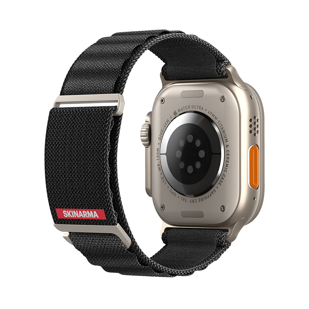 Apple Watch Ultra 49mm SkinArma Kobu Hasır Kordon Siyah