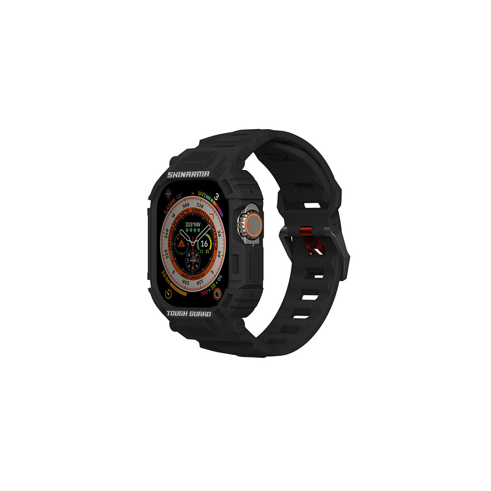 Apple Watch Ultra 49mm Skinarma Mecha 2in1 TPU Kasa Koruyucu + Silikon Kordon Açık Gri