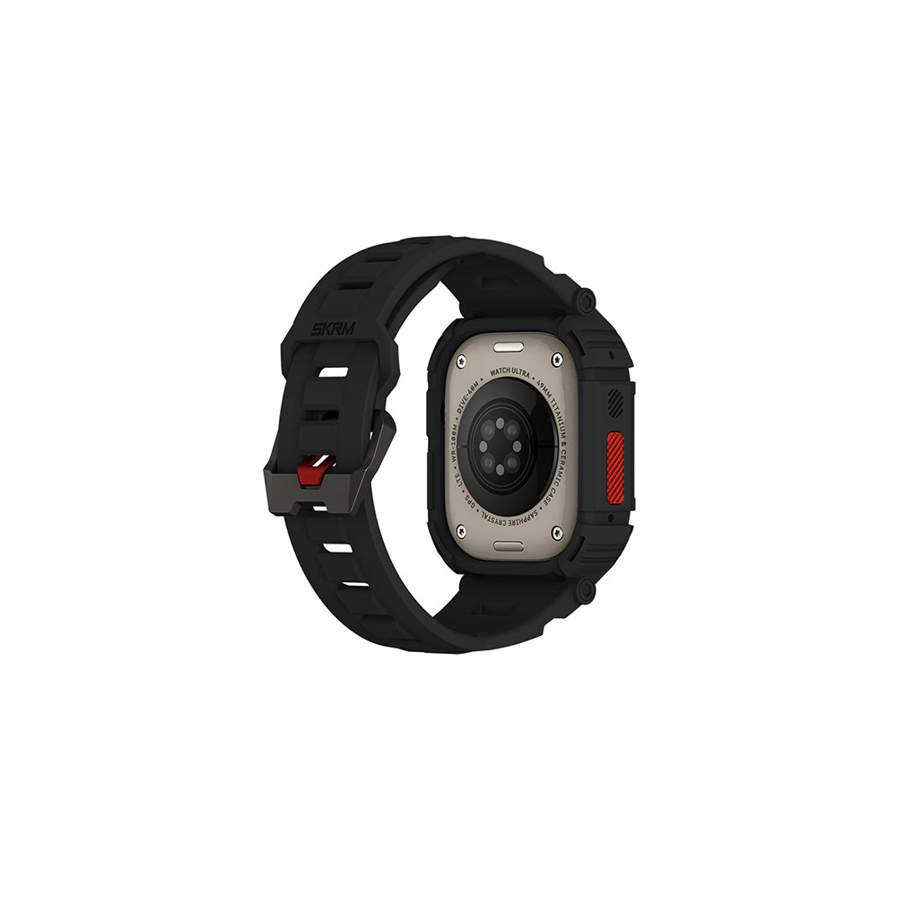 Apple Watch Ultra 49mm Skinarma Mecha 2in1 TPU Kasa Koruyucu + Silikon Kordon Açık Gri
