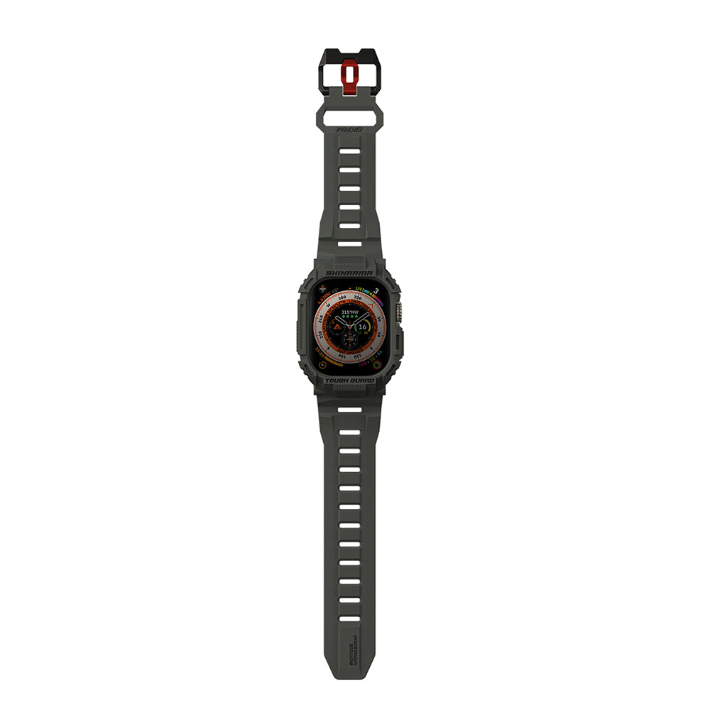 Apple Watch Ultra 49mm Skinarma Mecha 2in1 TPU Kasa Koruyucu + Silikon Kordon Siyah